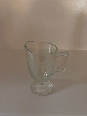 Clear Glass Footed Creamer Pitcher - Light Green Tint